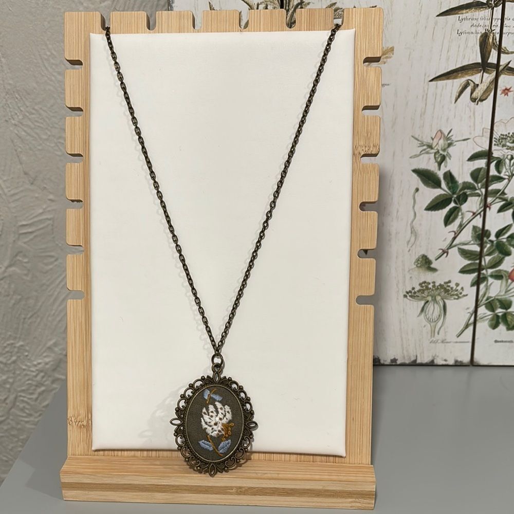 Floral Embroidered Pendant Necklace
